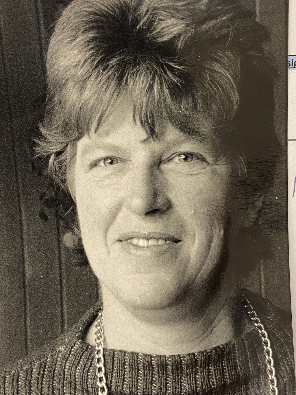 Gré Zegers. De foto is uit 1990, toen ze zich kandidaat stelde als raadslid voor de PvdA. 