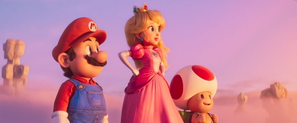 (from left) Mario (Chris Pratt), Princess Peach (Anya Taylor-Joy) and Toad (Keegan-Michael Key) in Nintendo and Illumination’s The Super Mario Bros. Movie, directed by Aaron Horvath and Michael Jelenic.