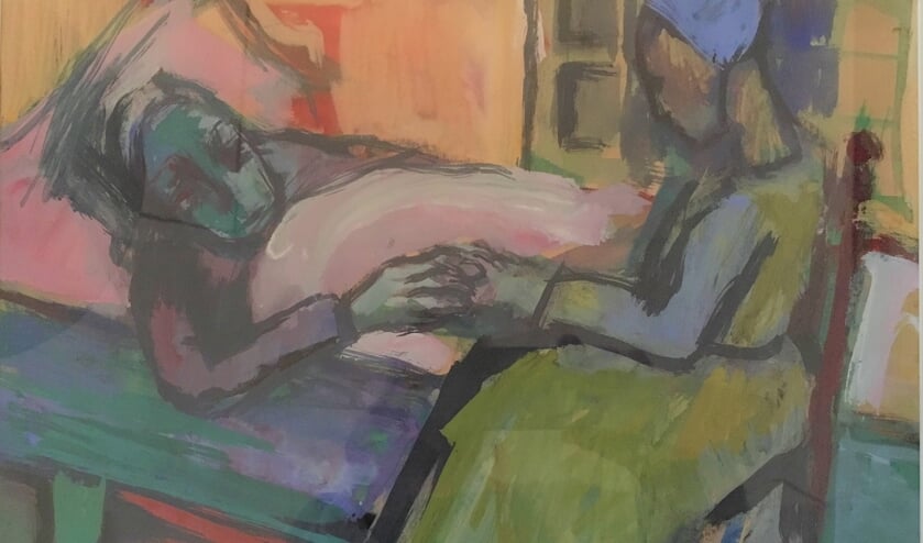 Dit schilderij van Stien Eelsingh is te zien op de expositie Huidhonger in het Karmelklooster.