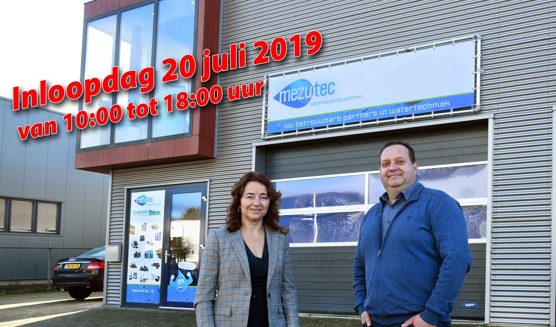 Annamarie van der Bij en Jelle Booi heten iedereen welkom tijdens de inloopdag op 20 juli.