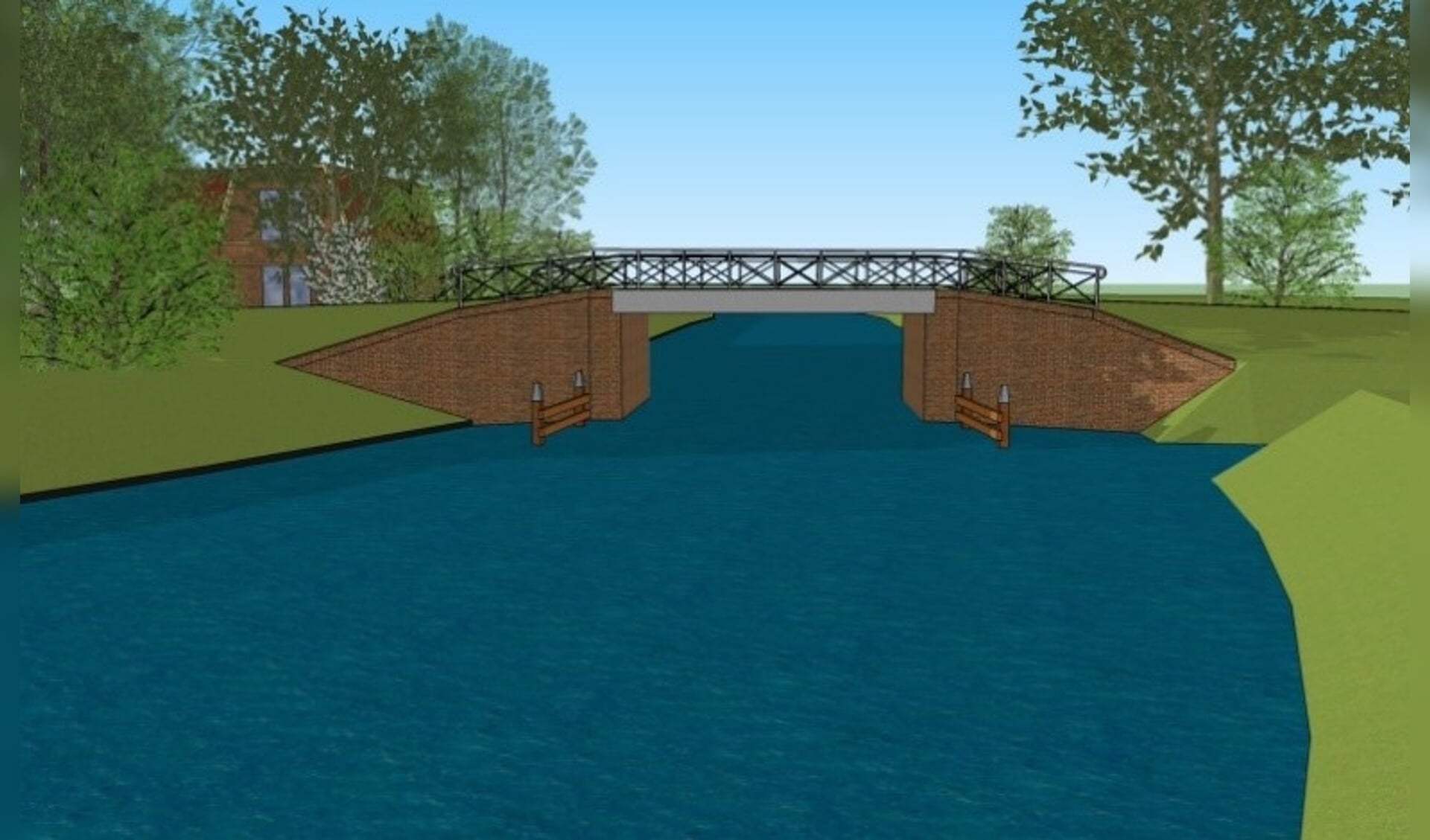 Het ontwerp van de nieuwe brug in Ezumazijl.