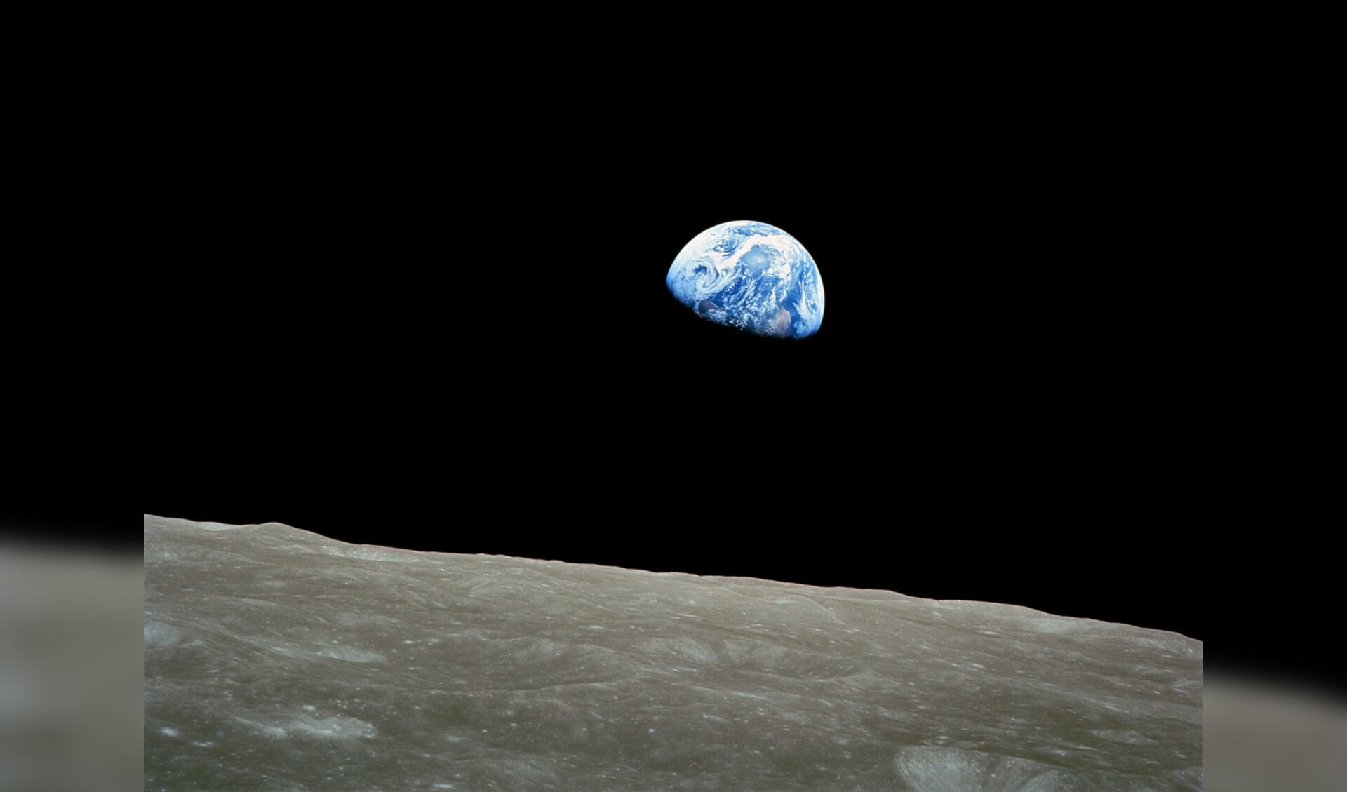 De legendarische foto van de aarde gemaakt vanuit de Apollo 8 in 1968, beschikbaar gesteld door NASA.