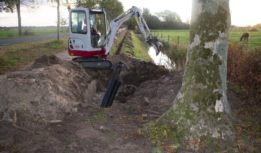 Aanleg van een zwaardere stroomkabel in de omgeving van Burgum.