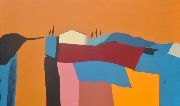 Schilderij van een landschap van Rob Roukema.