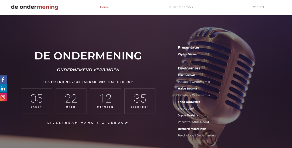 <p>De website met aftelklok van De Ondermening</p>