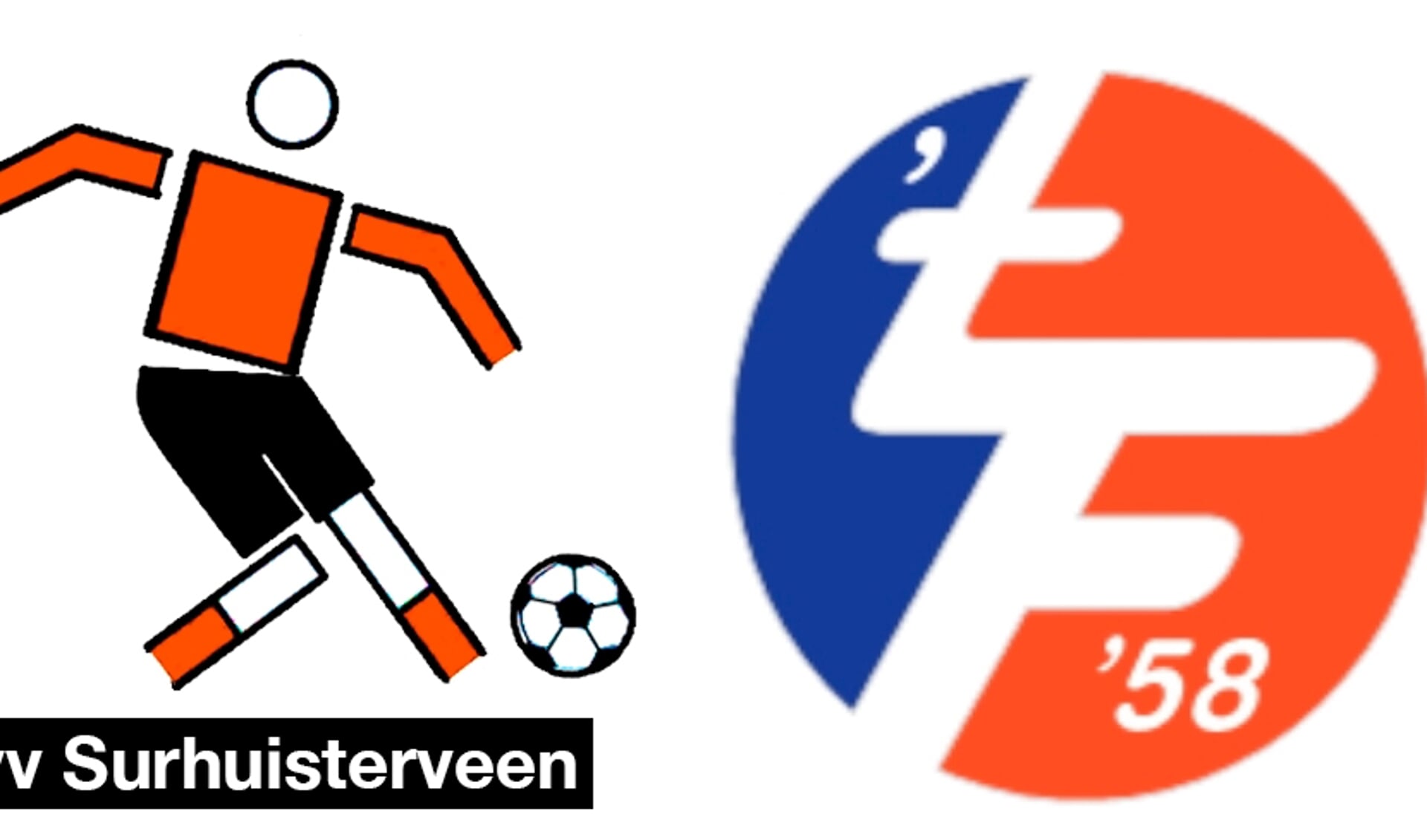 De huidige logo's van VV Surhuisterveen en 't Fean '58. In de toekomst misschien 'Feanstars'? Onder die naam spelen en trainen de jeugdleden.