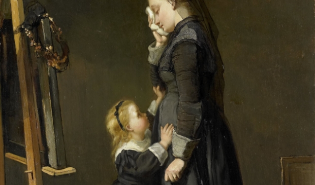 Uitsnede van: 'De schildersweduwe', van Kate Bisschop-Swift, 1870.