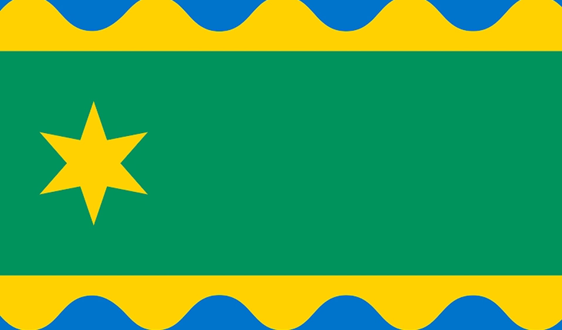 De nieuwe versie van de door de gemeenteraad goedgekeurde vlag van Noardeast-Fryslân. 