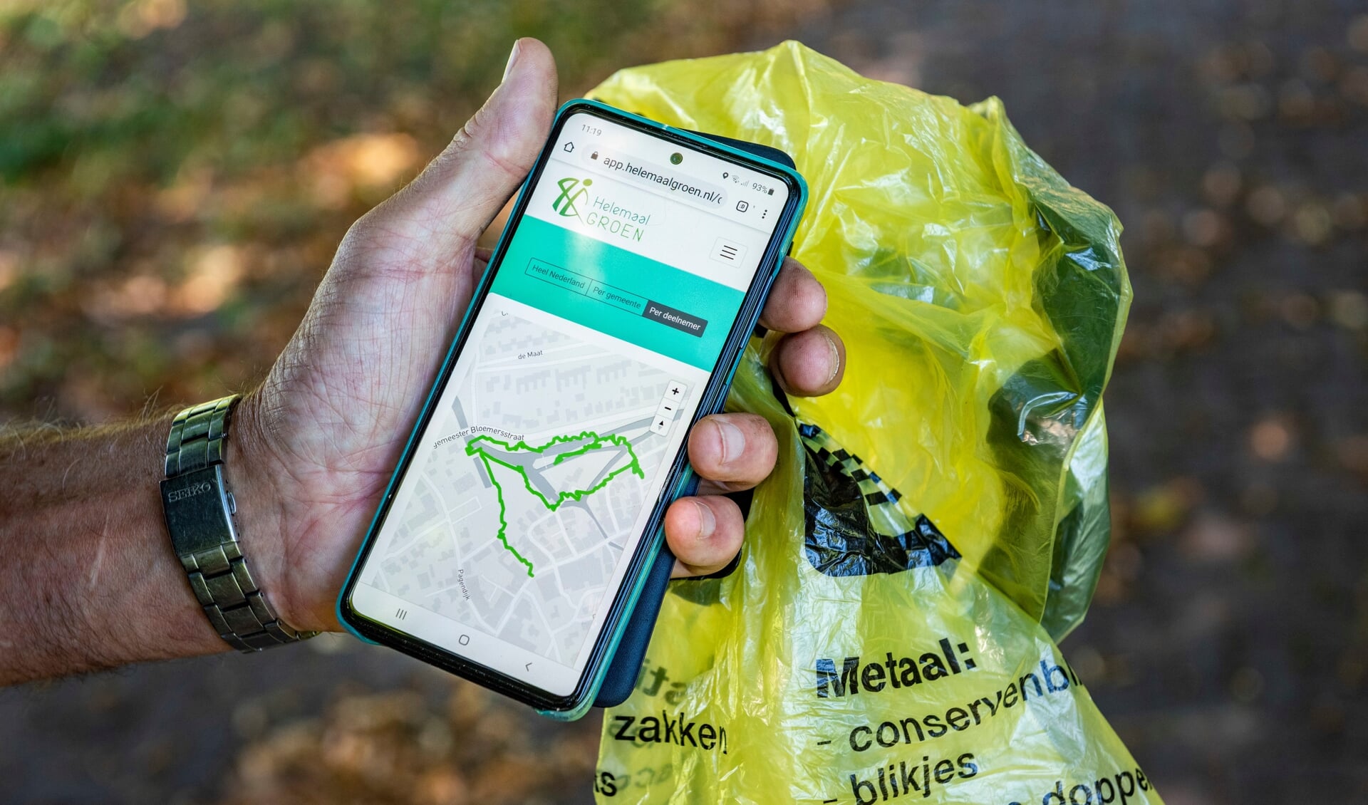 Je afgelegde route wordt zichtbaar in de app.
Foto: Jeroen Jazet
