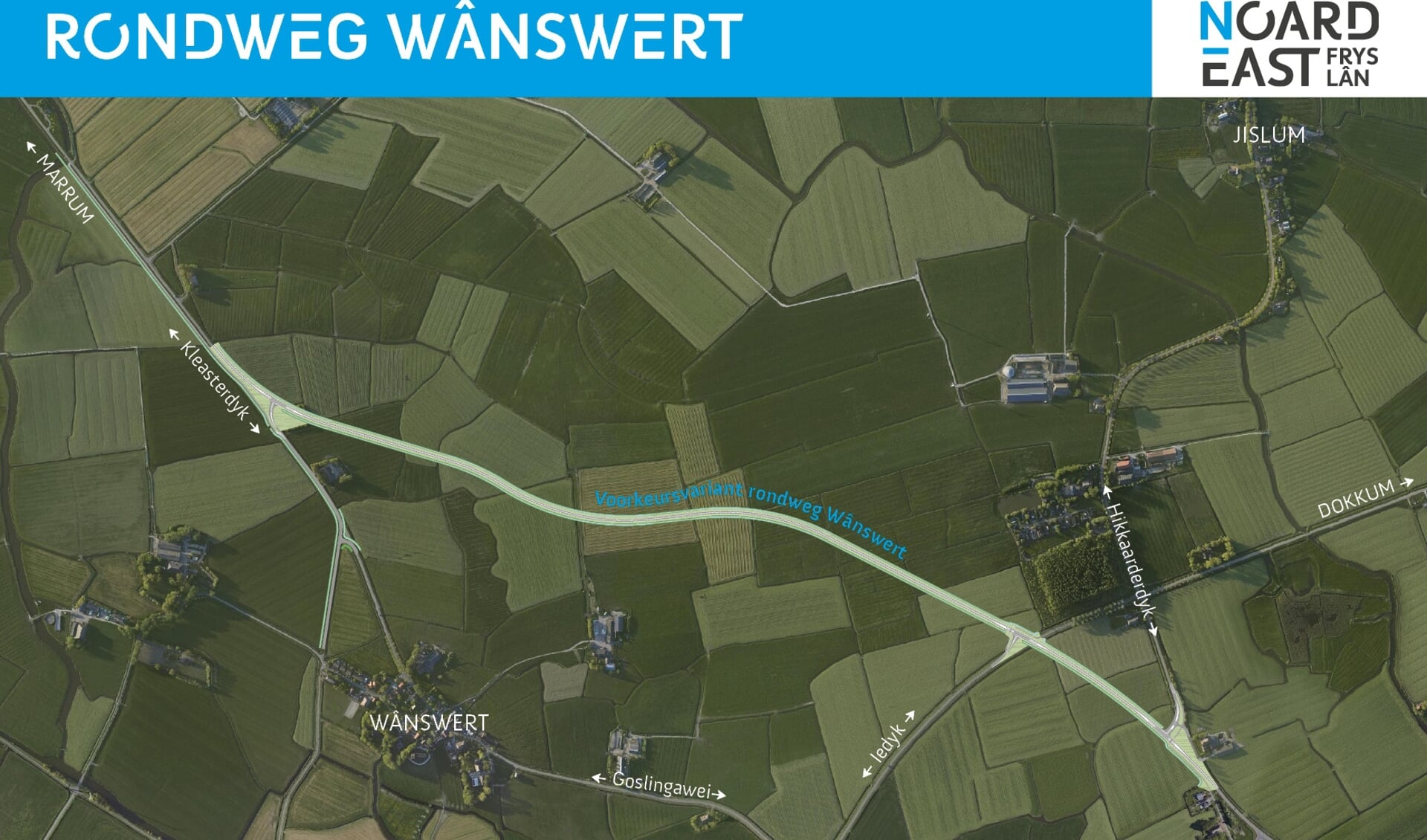 Het tracé voor de rondweg van Wânswert kan in detail nog gewijzigd worden. De financiering is nog niet rond.