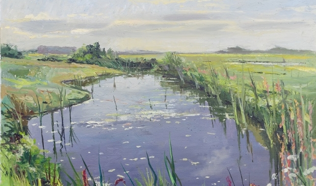 <p>Een schilderij van Gosse Koopmans, gemaakt in de Ryptsjerksterpolder.</p>
