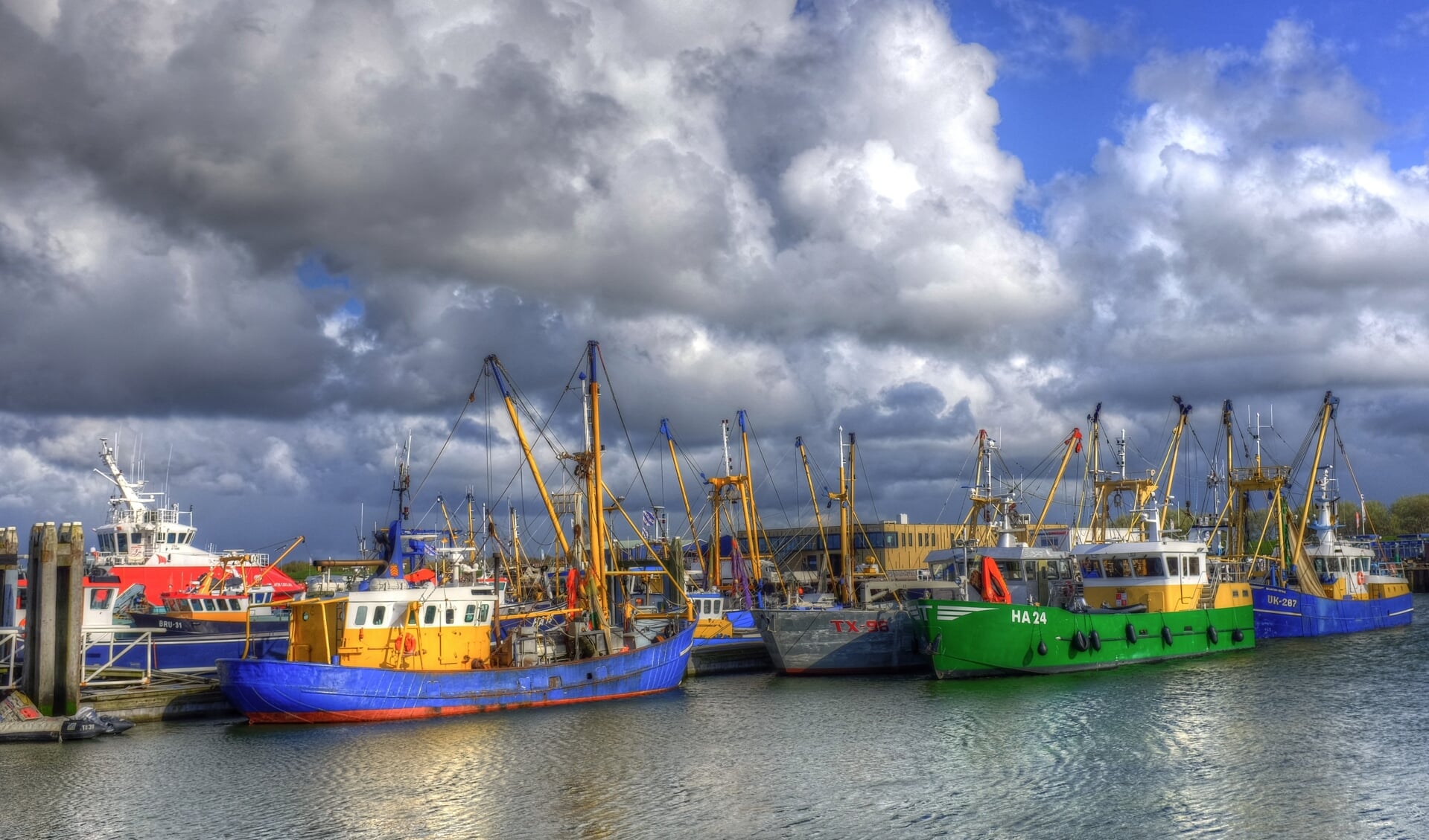 Vissers in de haven van Lauwersoog