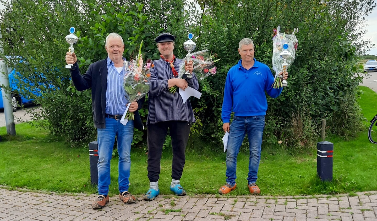 De winnaars: Wietse van der Meer (3), Dicky de Haan (1) en Sip Dijkman (2).