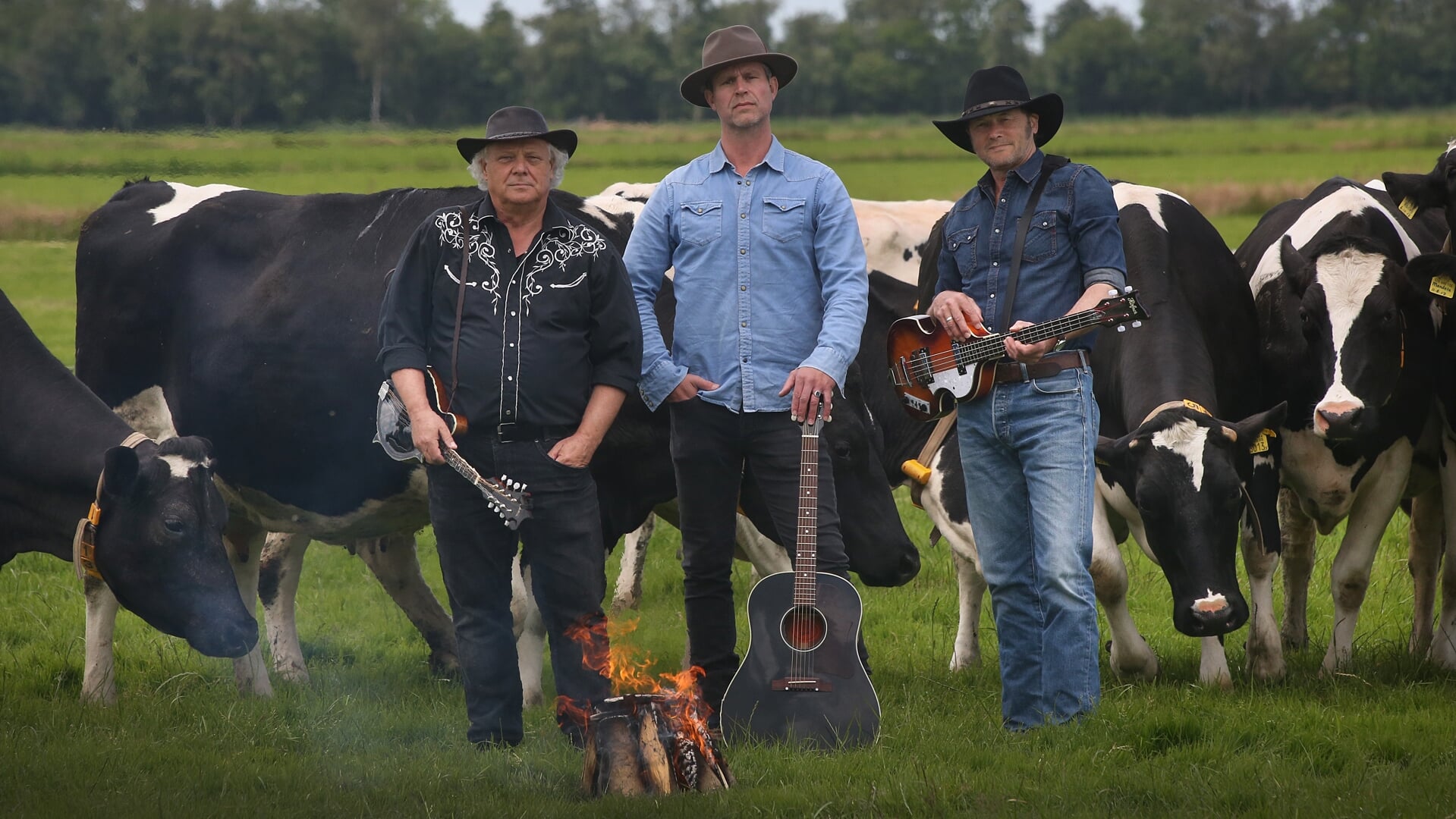 De Friese cowboys van Frisicana bestaande uit v.l.n.r.: Gurbe Douwstra, Marcel Smit en Piter Wilkens.