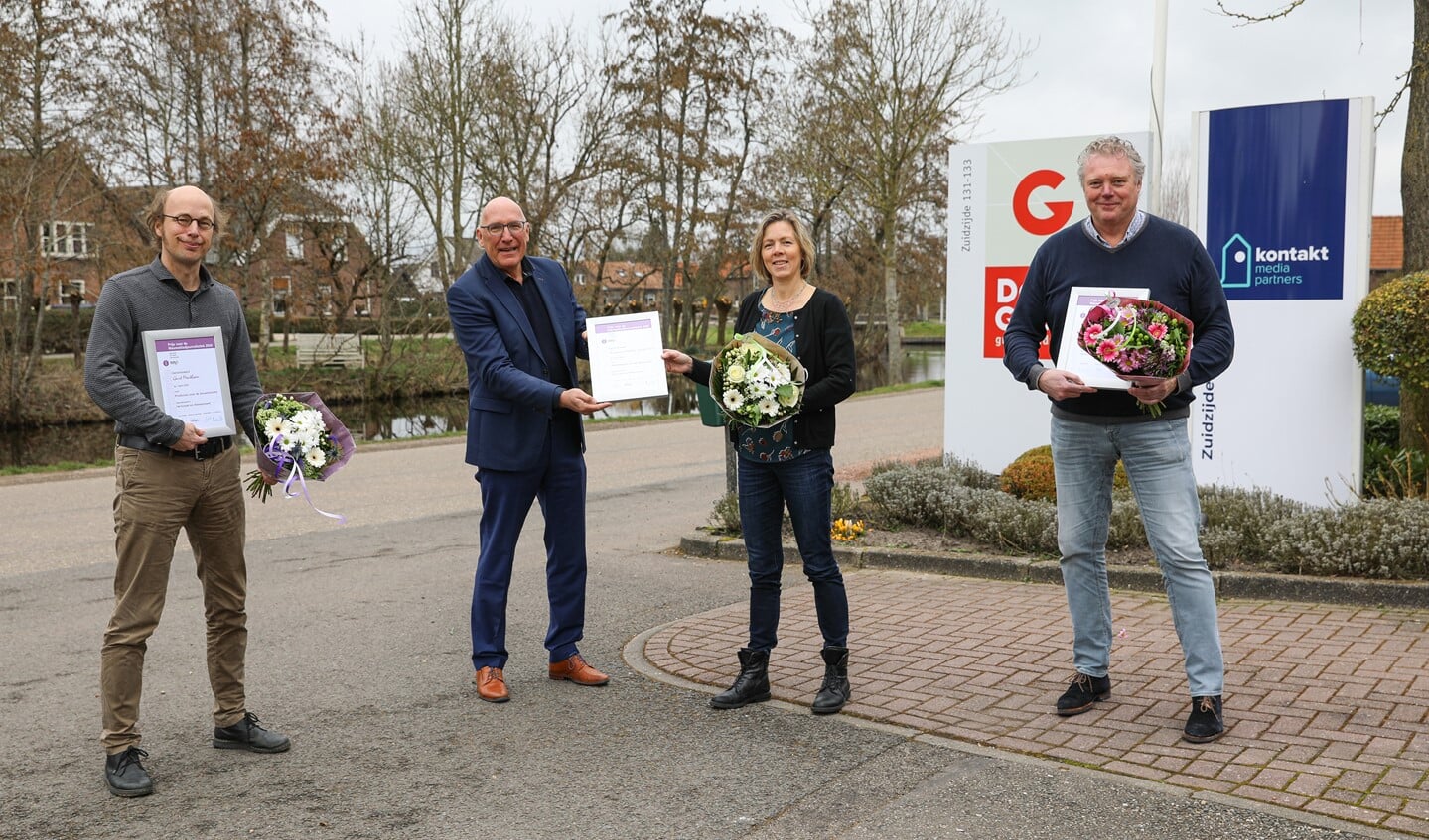 V.l.n.r. Geurt Mouthaan, Henk van Zanten (NNP), Anne Marie Hoekstra en Rick den Besten