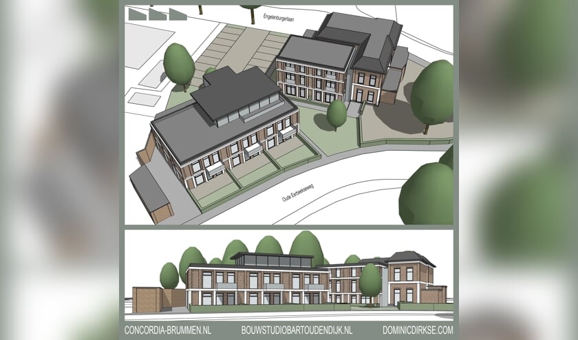 Impressie van de nieuw te bouwen woningen. Tekening: Bouwstudio Bart Oudendijk.