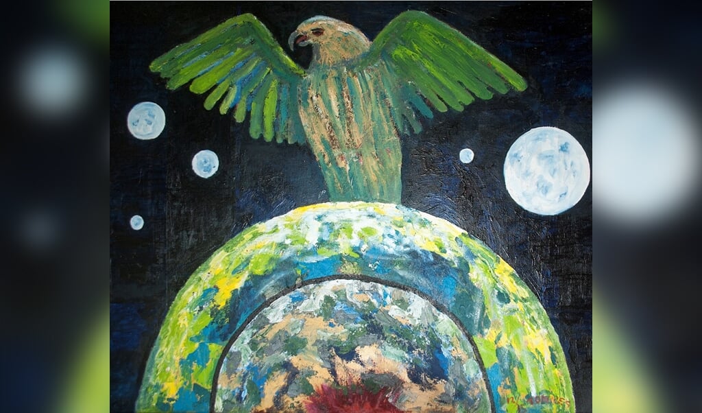 Het werk 'Phoenix transformeert de Aarde' van Ton Schoorlemmer. Foto: Kunstkring Brummen en omgeving