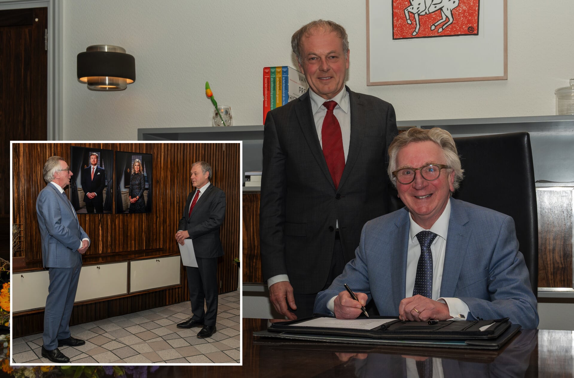 Benoeming van waarnemend burgemeester Geert van Rumund (rechts)
