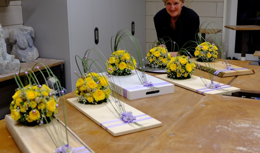 Resultaat paasworkshop bloemschikken. (foto: Ton van Raamsdonk)