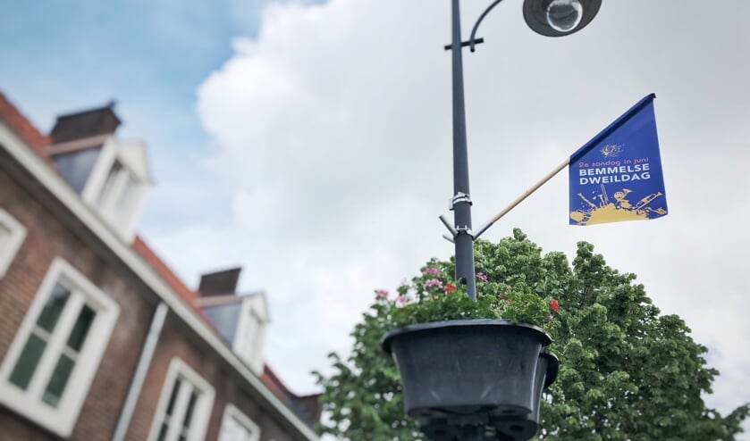 Tachtig dweildagvlaggen kleuren Bemmel geel/blauw. (foto: Anniek van de Berg)