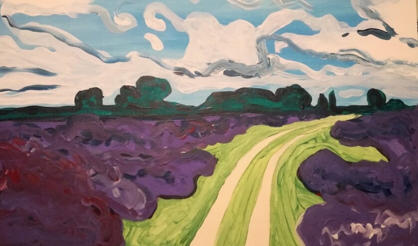 Schilderij 'Heidepad' door Annelieke Loman.