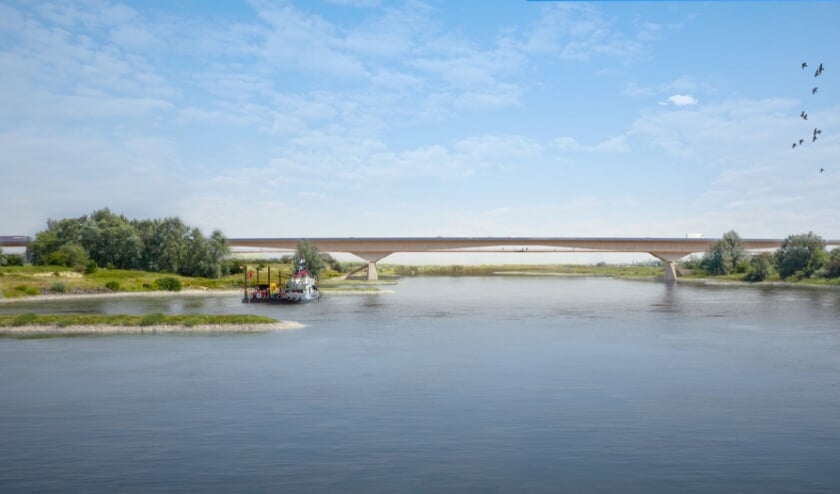 <p>Toekomstige brug over het Pannerdensch Kanaal. (foto: Ney & Partners)</p>