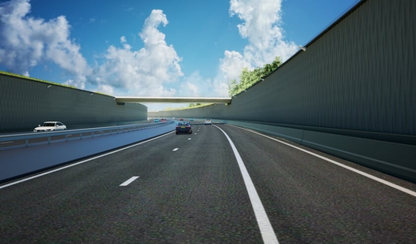 <p>De verdiepte A15 bij Groessen. (foto: Ney & Partners)</p>