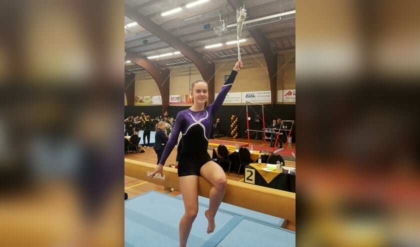 Silke in de turnhal in Hengelo. (eigen foto)