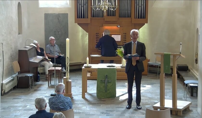 <p>Fragment uit de livestream van 11 juli. (foto: PKN Heumen)</p>