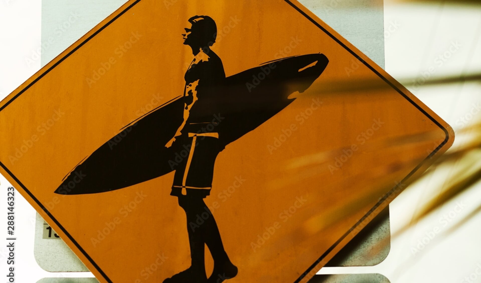Verkeersbord met surfer. (foto: Adobe.stock)