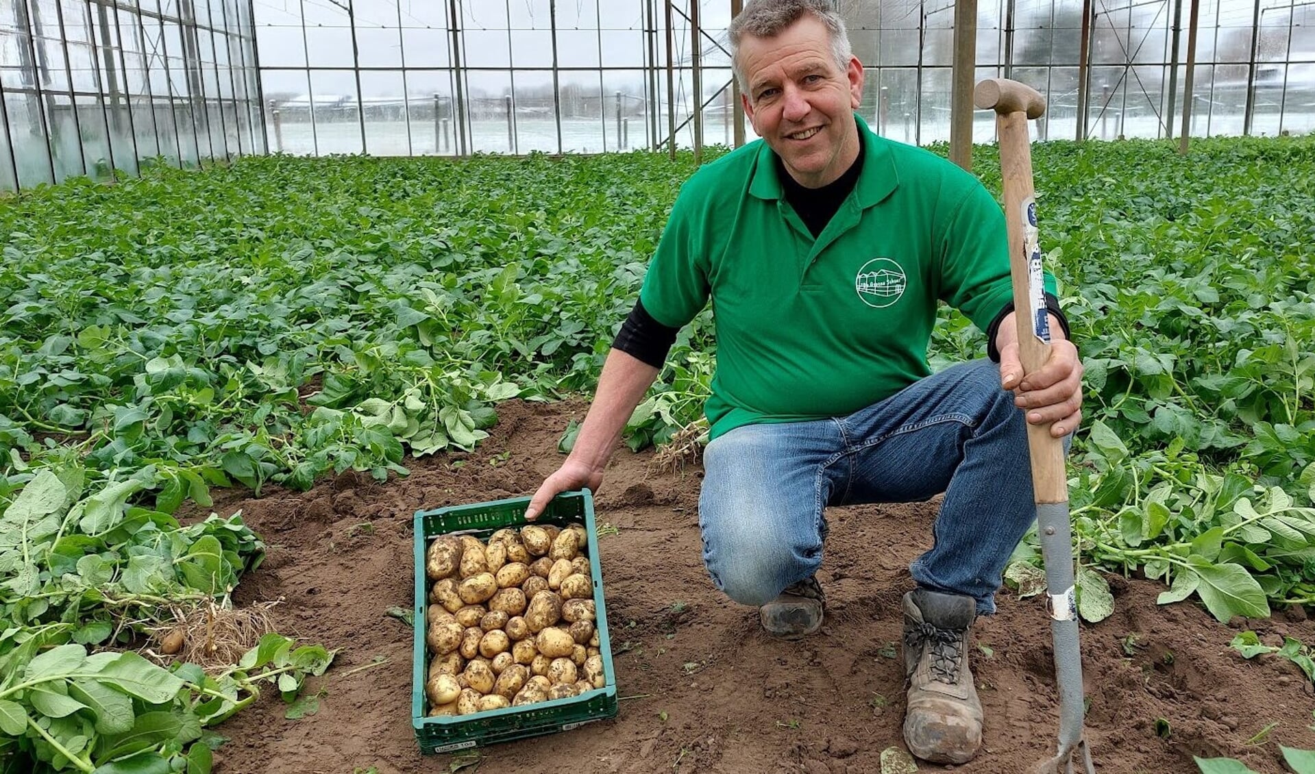 Ferdinand Eeuwes met het eerste kistje aardappelen