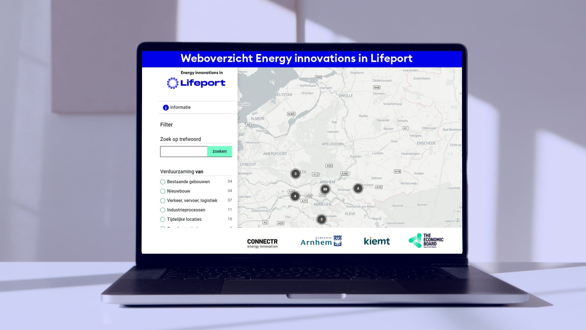 De nieuwe website 'Energy innovations in Lifeport’.