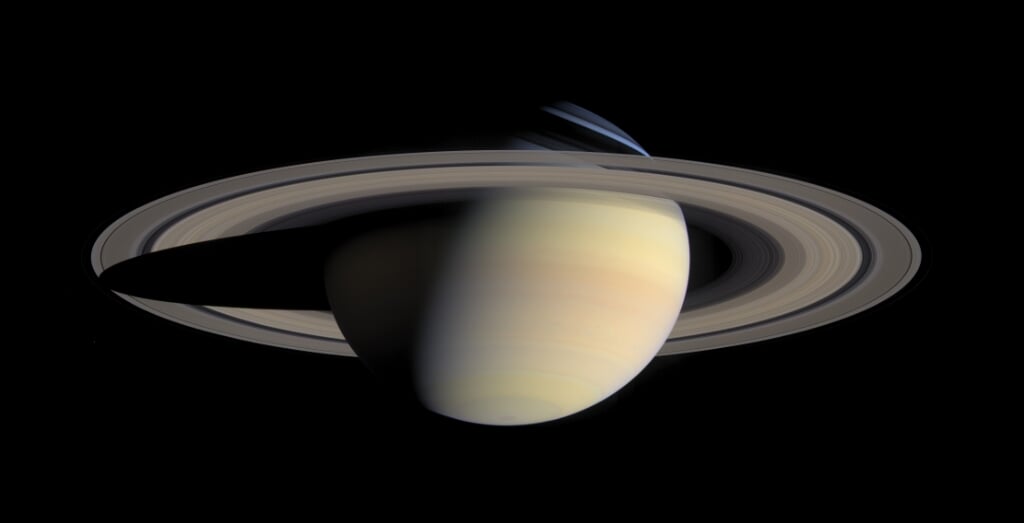 Natuurgetrouwe weergave van de planeet Saturnus. (foto: fotoarchief Paul Jansen)