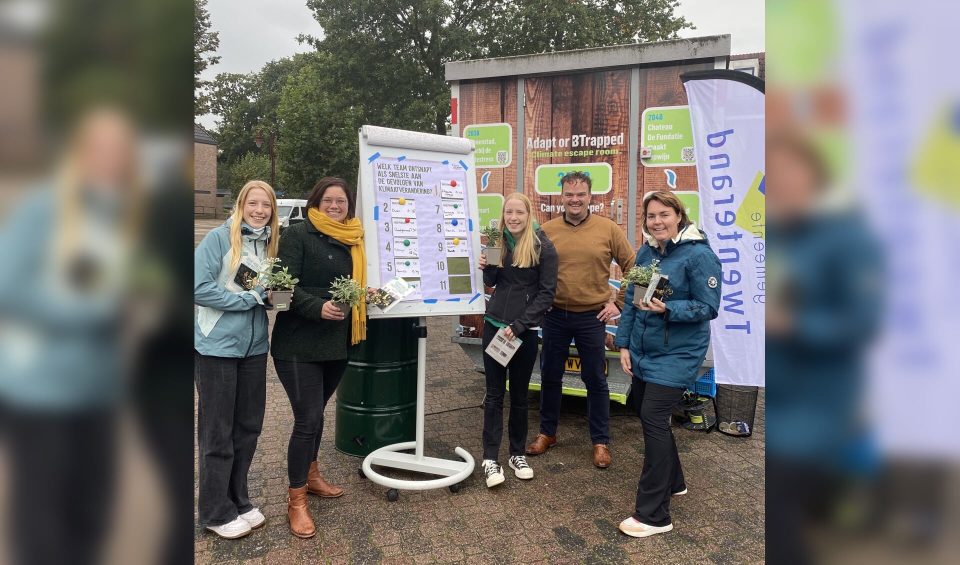 De teamleden die snelste (binnen 13,42 minuten) wisten te ontsnappen uit de klimaat escaperoom. Zij wonnen een tuinbon om planten of andere benodigdheden te kopen voor een groene en bloeiende tuin.